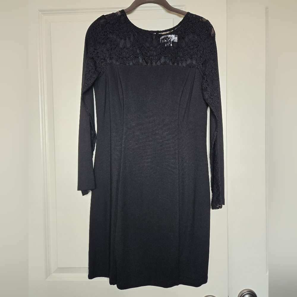 Black Lace Sleeve Dress